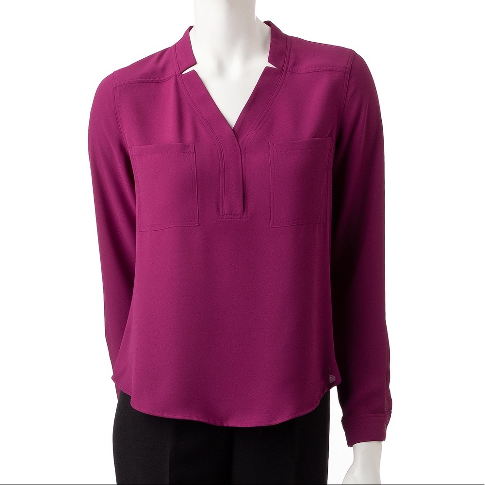 Two-Pocket Crepe Blouse